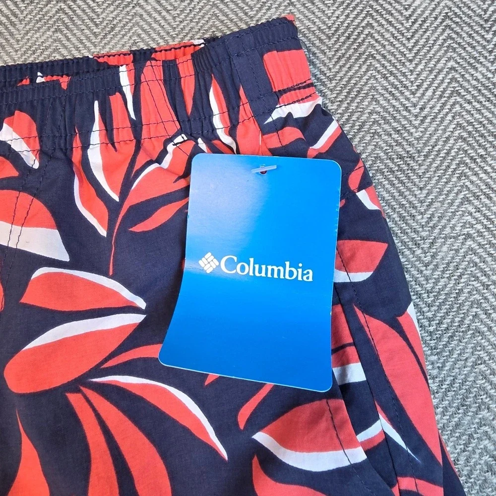 Columbia Sandy River II Printed Shorts Womens 2X Navy Red Leaf AW1418-470 NEW
